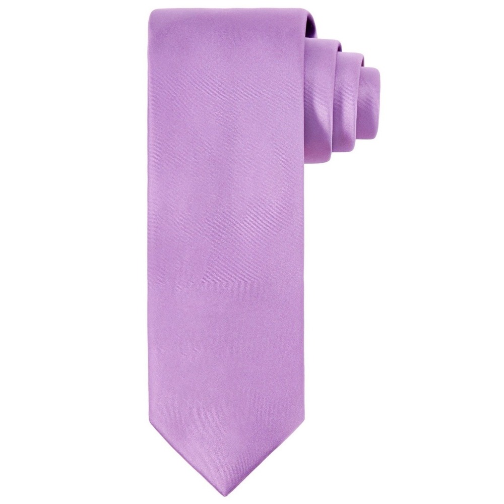 Tayion Mens Tie One Size Purple Solid Satin Regular Fit Formal Necktie NWT